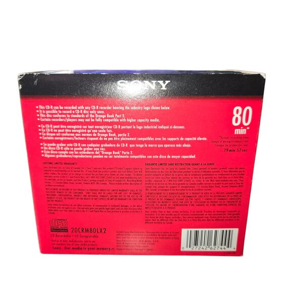 Sony CD-R Music CDs 19 Pack Slim Color Jewel Cases 80 Min 20CRM80LX2 NEW!! - Picture 4 of 6